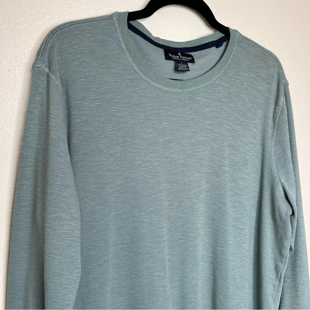 Tailor Vintage Round Neck Long Sleeve Performance Airotec Green Shirt Men Large
